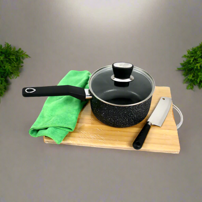 Black Marble Coated Saucepan