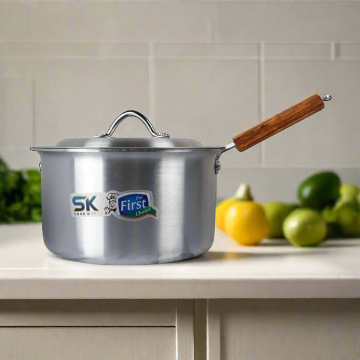 Heavy Gauged Aluminum Metal Finish Sauce Pan with Lid