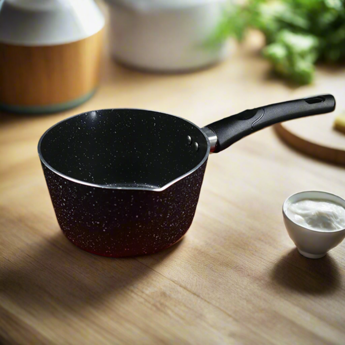 Non Stick Marble Coated Milk Pan - Black