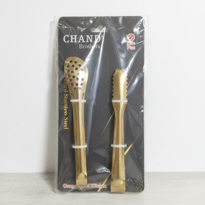 Stainless Steel and Golden Mini Food Tongs - Golden fancy Tongs for Serving