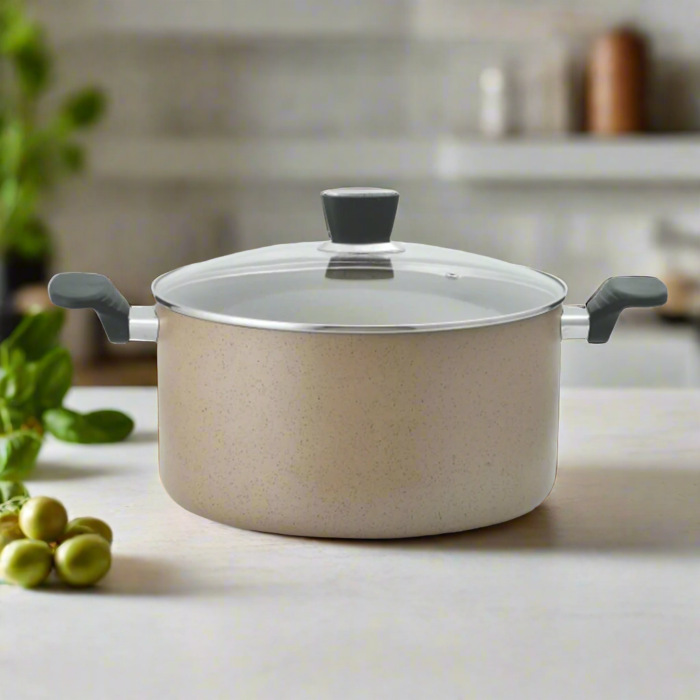 Non Stick Marble Coated Casserole - Cream