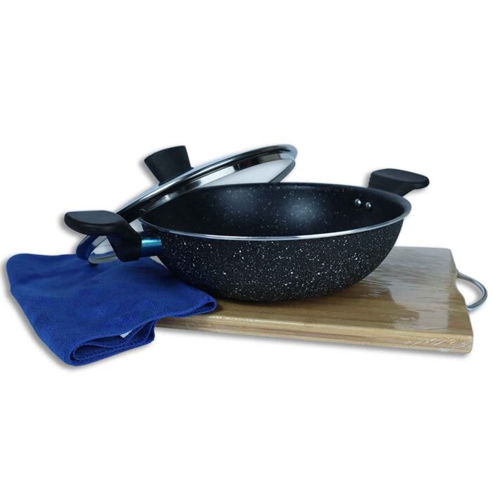 Non Stick Marble Coated Wok Black