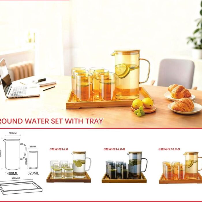 Shine Max 7 Pcs Round Water Set with Tray
