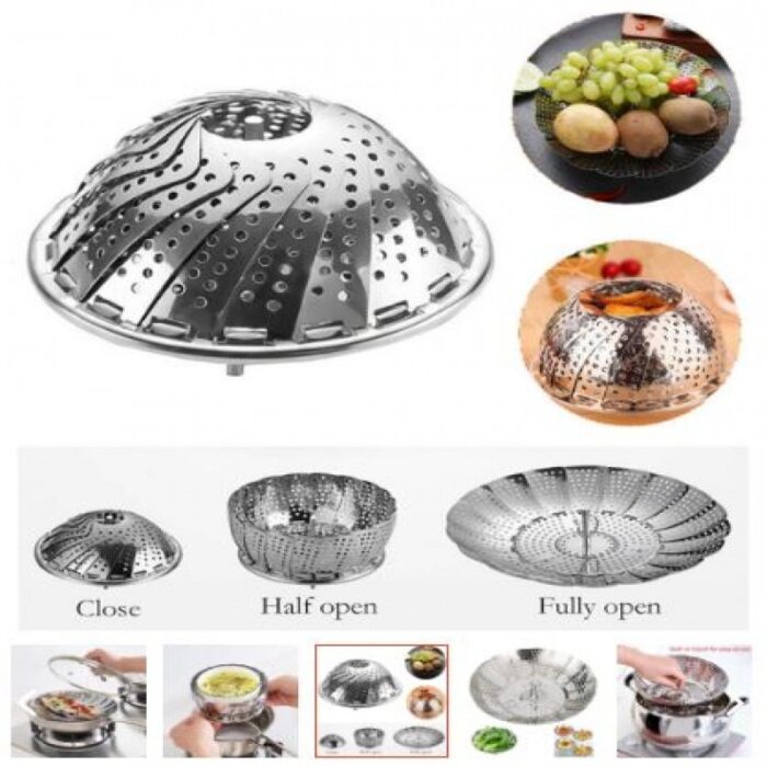 Stainless Steel Folding Steamer Fruit Basket Steamed Food Rack