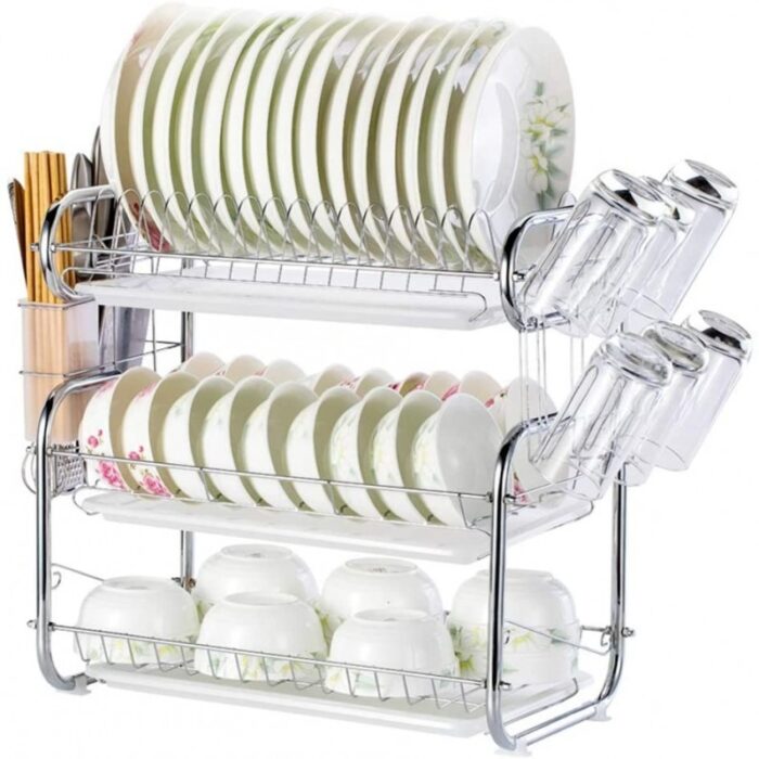 3 Layer Steel Dish Rack - Steel Bartan Stand