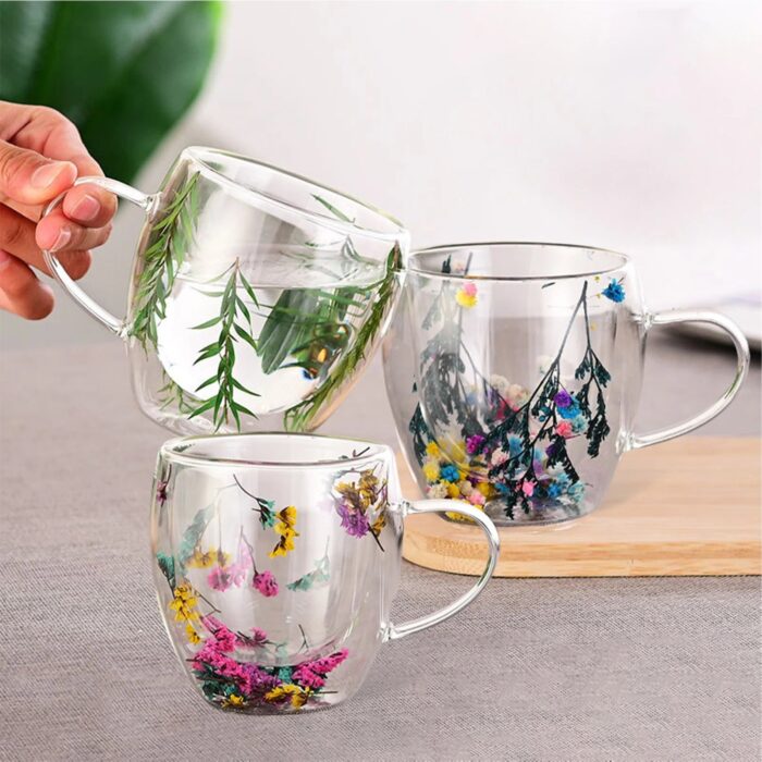 250ml Double Wall Insulated Glass Cup - Dried Flower Filling Cup