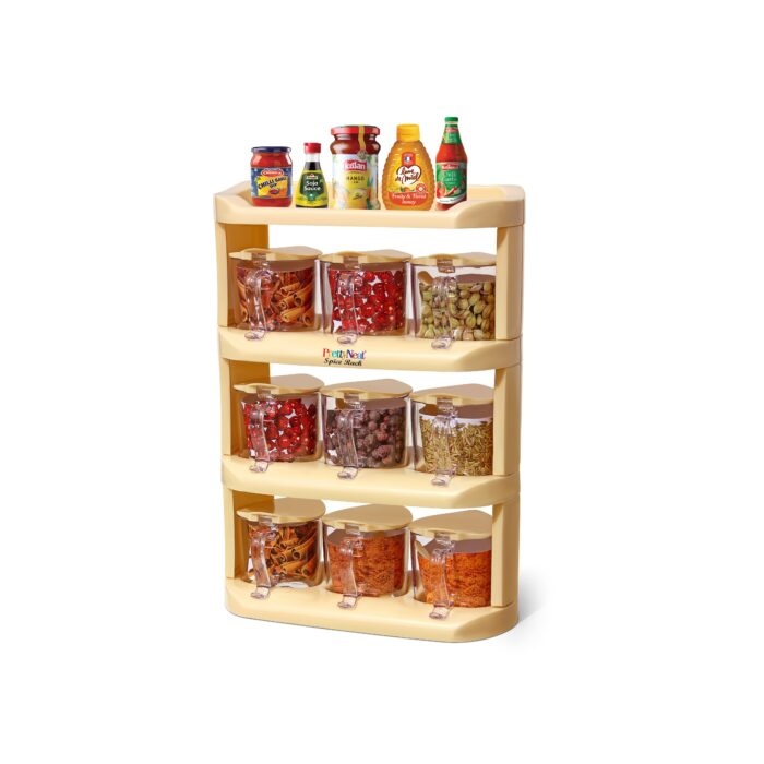 Crown 9 Piece Spice Rack & Masala Box Set – Premium Vertical Kitchen Organizer