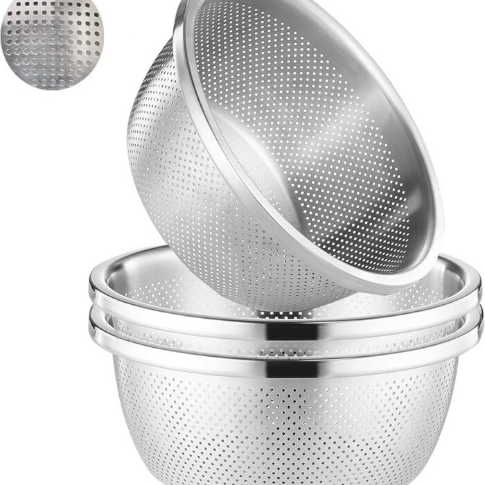 Stainless Steel Rice Washing Bowl - Strainer For Vegetables Fruit Pasta Noodles