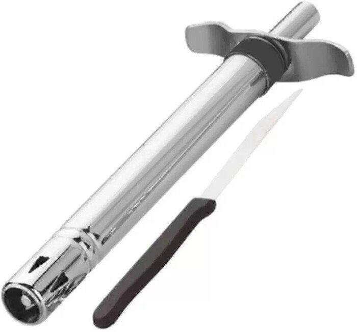 Stainless Steel Sparkle Gas Lighter + Free Knife