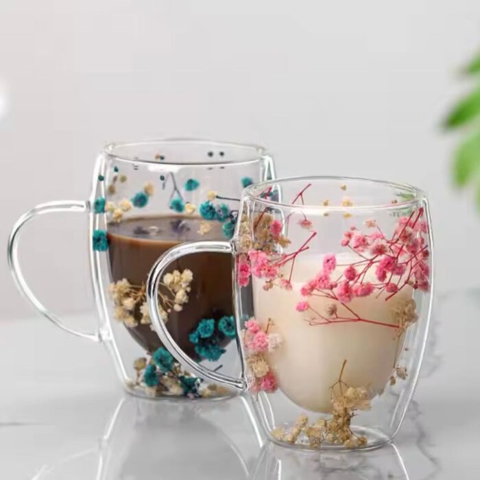 350ml Double Wall Insulated Glass Cup - Dried Flower Filling Cup