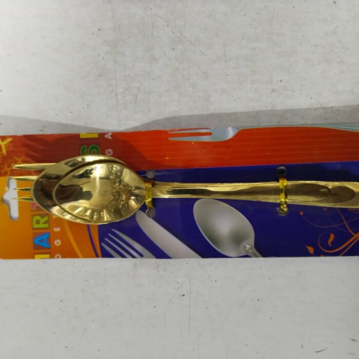 3 Pcs Golden Spoon and Fork Set