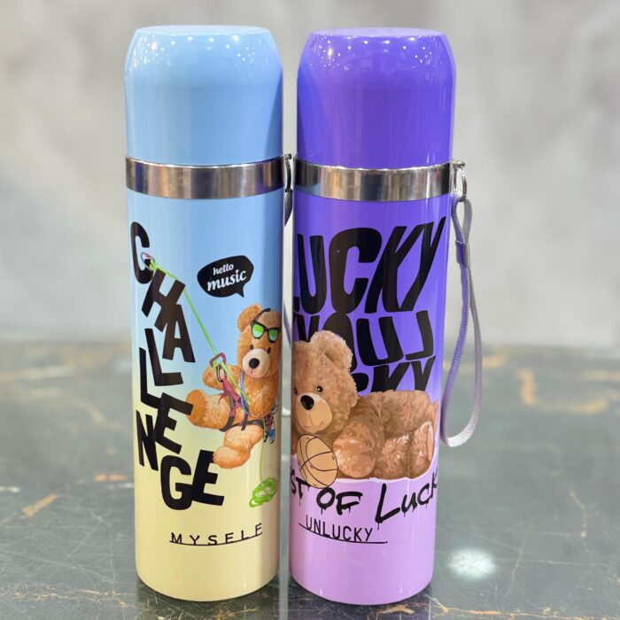 Cute Teddy Print Stainless Steel Thermos Bottle