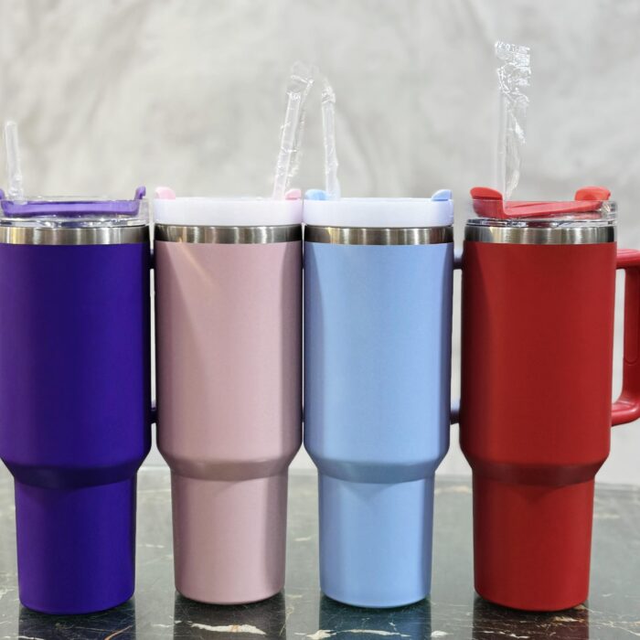 40oz Stainless Steel Vacuum Insulated Tumbler with Handle & Straw – Hot & Cold Travel Mug (1.18L)