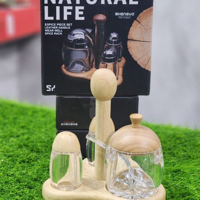 Wooden Style Sugarcane Spice jar set