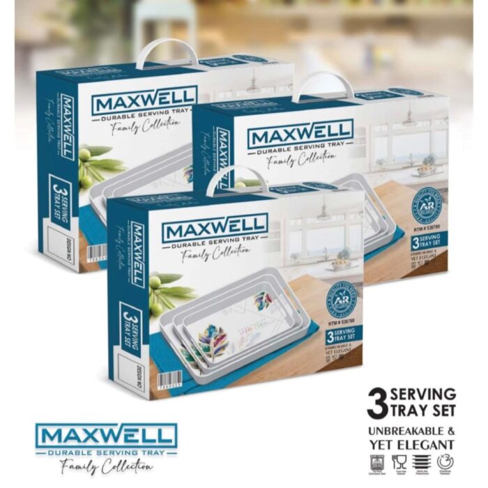 Maxwell Durable 3 Piece Serving Tray Set