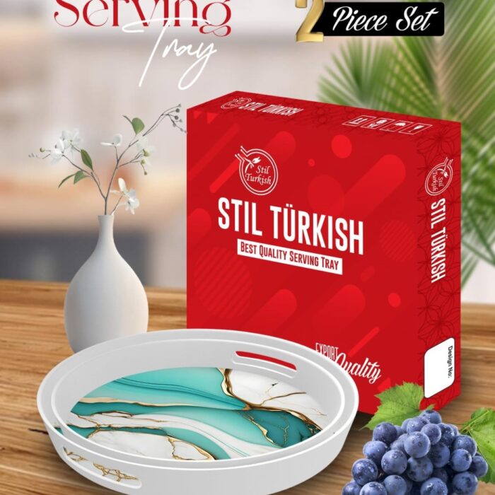 2 Piece Round Serving Tray Set