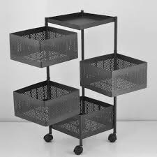4 Layer Square Fruit & Storage Basket Stand – 4 Layer Multi Purpose Trolley Storage Organizer