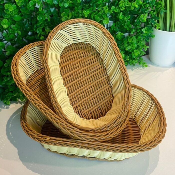 Rattan Wicker Woven Serving Baskets Set of 3