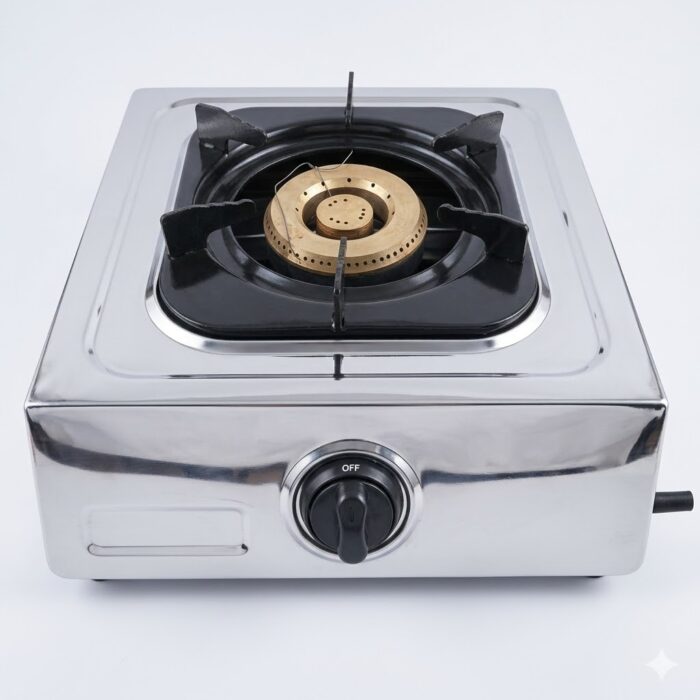 Single Burner Automatic Stainless Steel Gas Stove - High Efficiency Brass Burner - LPG and NG