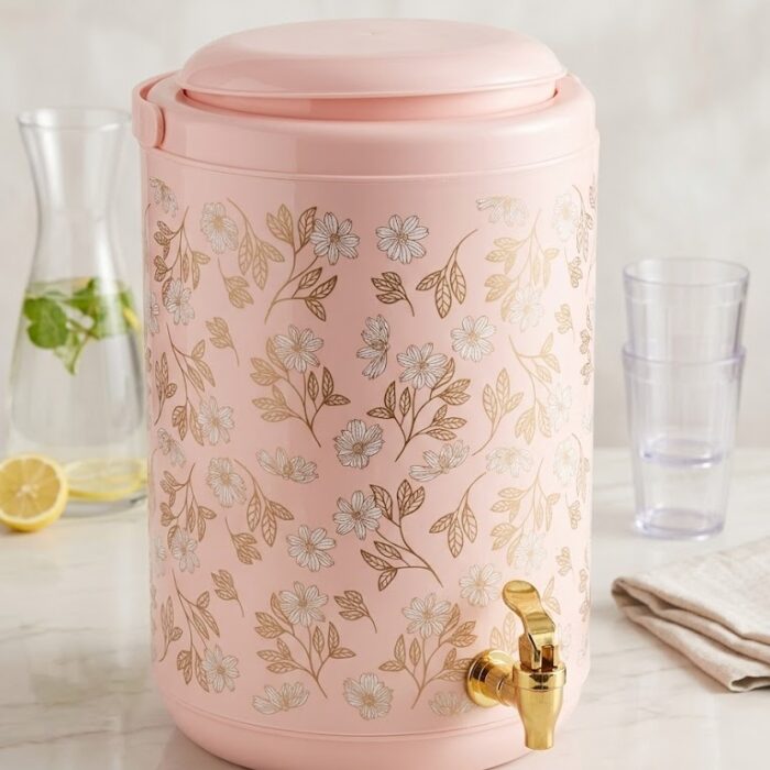 Graceware Breeze Premium Insulated Water Cooler (9.6L) – Elegant Floral Design with Gold Finish Tap – Keeps Drinks Cold for 8-10 Hours
